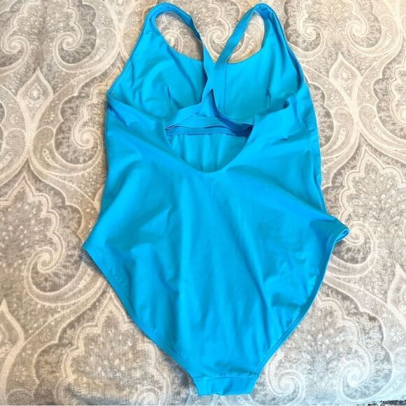 Athleta Malibu One Piece Swimsuit Racerback Santorini Blue - Picture 3 of 6